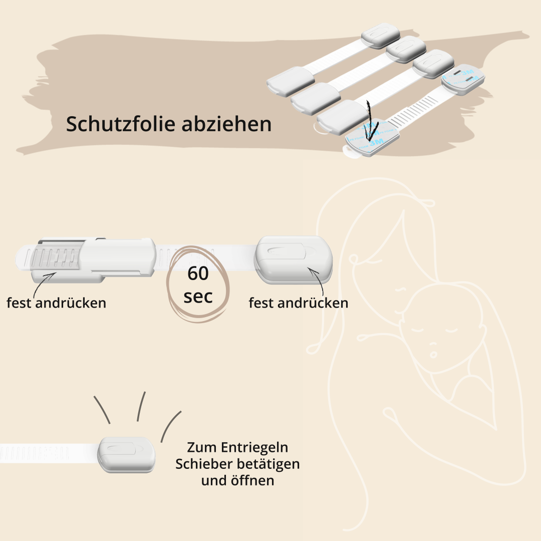 Universal Kindersicherung für Schrank und Schubladen - 10 Stück